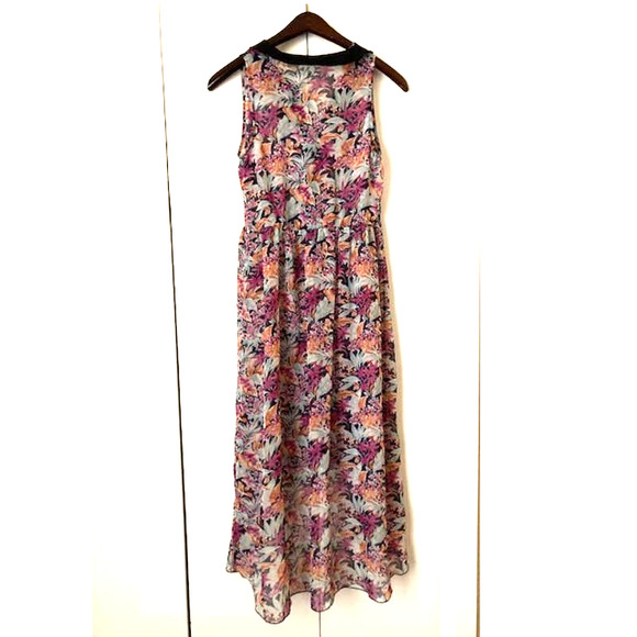 SHEER Floral High-Low Dress - Sleeveless Button Up Floral Maxi - Picture 7 of 8